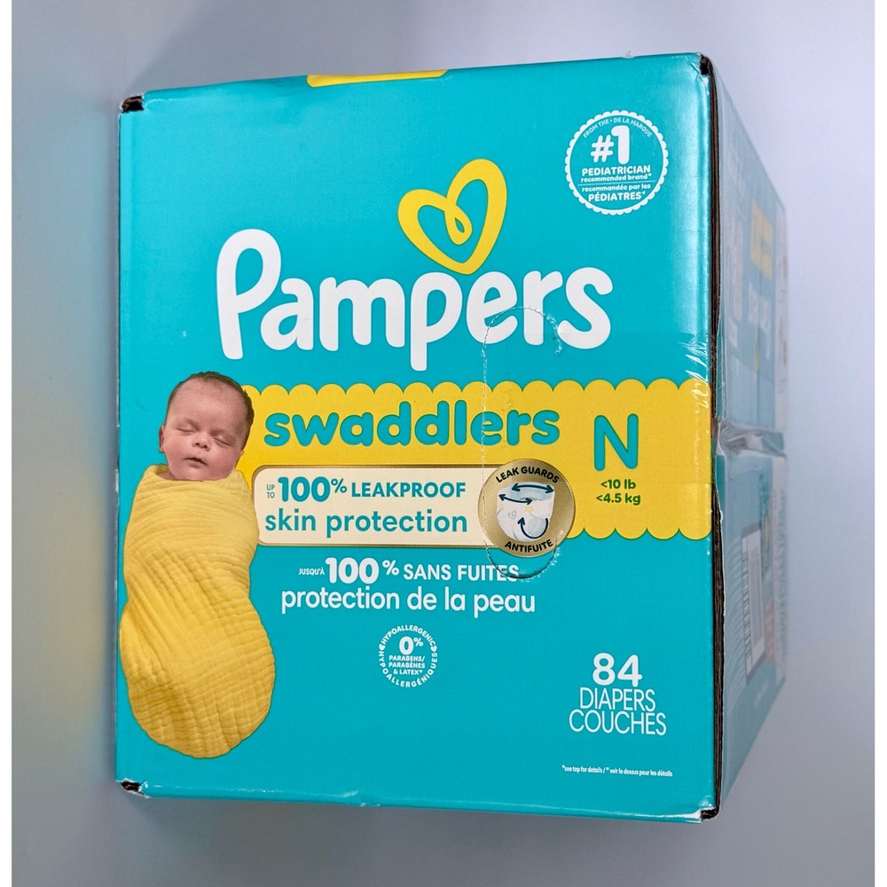 Pampers Swaddlers Newborn Diapers Size N 84 Count Up to 10 lb Baby Disposable - Picture 2 of 5
